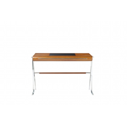 Trocadero desk in stainless steel and black leather