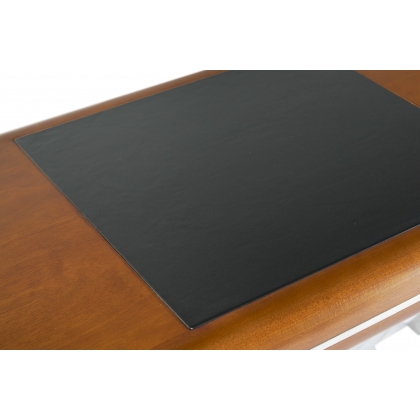 Trocadero desk in stainless steel and black leather
