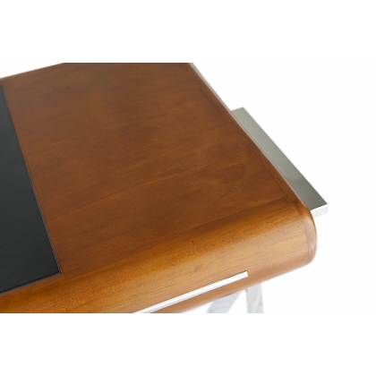 Trocadero desk in stainless steel and black leather