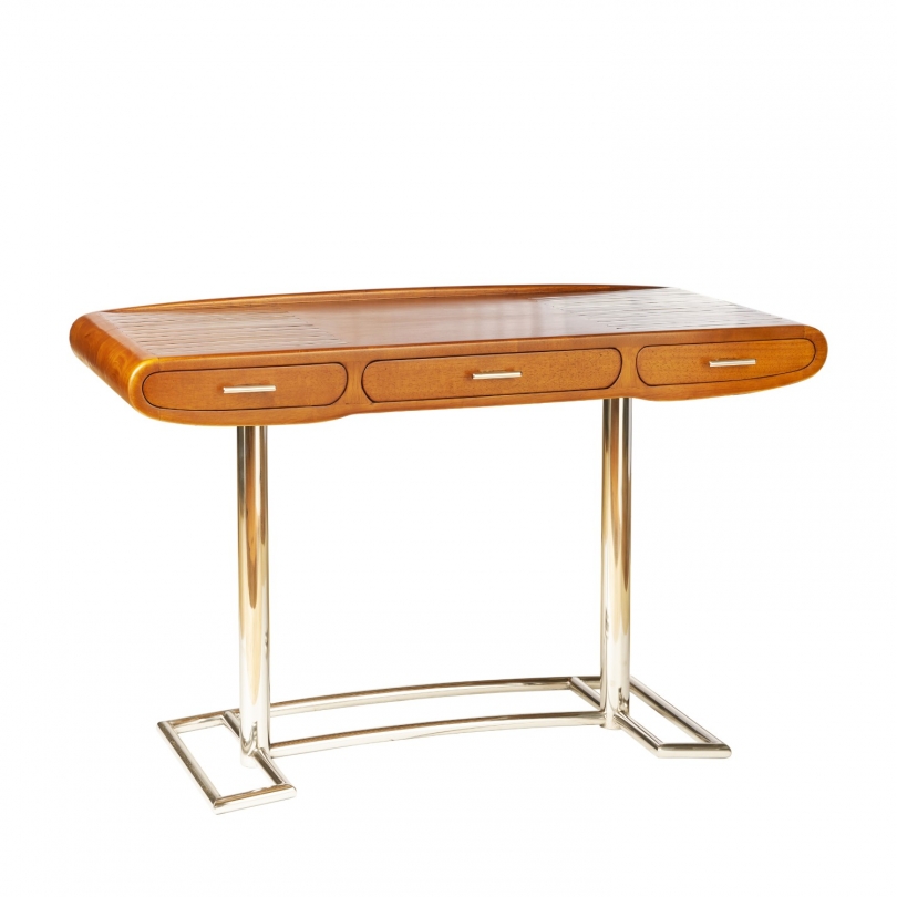 Riviera desk in rubberwood and stainless steel