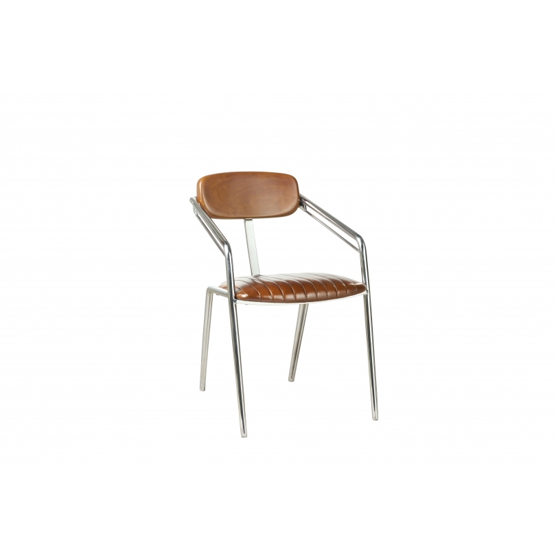Fauteuil de bureau Riviera en hévéa et inox