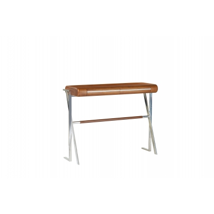 Trocadero console table in rubberwood and stainless steel