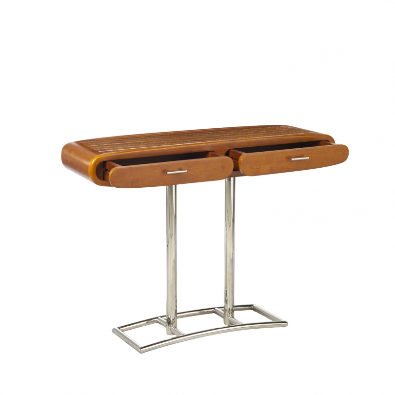 Console Riviera en hévéa et inox