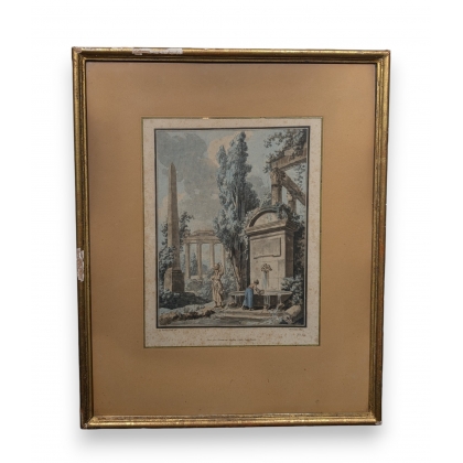 Gravure "Fontaine" par LE BARBIER