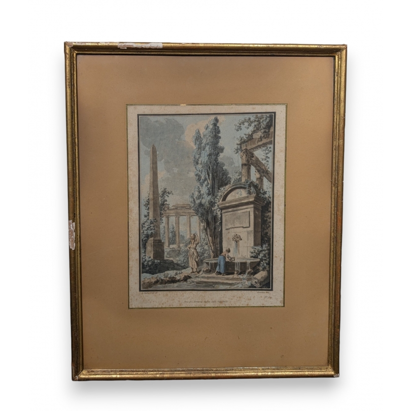 Engraving entitled ‘Fontaine’ by LE BARBIER