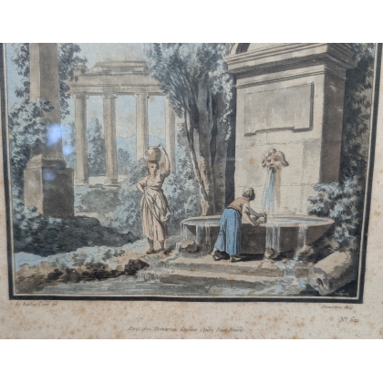Engraving entitled ‘Fontaine’ by LE BARBIER