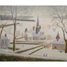 Tableau \"Eglise sous la neige\" signé BOUQUET 75