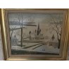 Tableau \"Eglise sous la neige\" signé BOUQUET 75