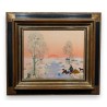 Tableau \"Coucher de soleil en neige\" signé BOLEZ Y