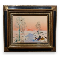 Tableau "Coucher de soleil en neige" signé BOLEZ Y