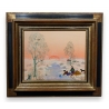 Tableau "Coucher de soleil en neige" signé BOLEZ Y