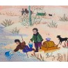 Tableau \"Coucher de soleil en neige\" signé BOLEZ Y