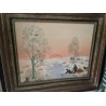 Tableau \"Coucher de soleil en neige\" signé BOLEZ Y