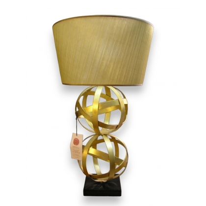  Lampe "2 sphères" dorée sur socle en sur  Moinat SA  - Antiquités décoration