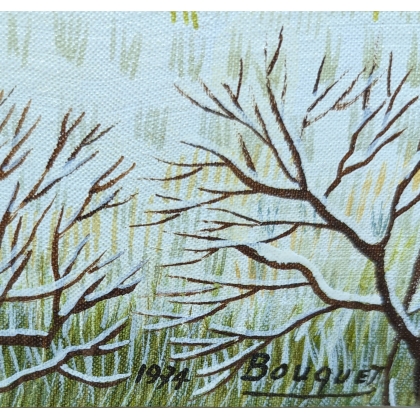 Tableau \"Pont Romain à Ahun\" signé BOUQUET 74