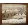 Tableau \"Pont Romain à Ahun\" signé BOUQUET 74
