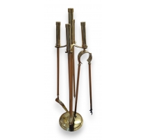 Lot d'outils de cheminée en laiton