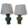 Paire de lampes en céramique émaillée verte