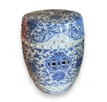 Tabouret chinois en porcelaine bleu-blanc