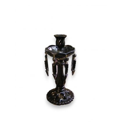 Candlestick, 1 candleholder, in black glass, by  Moinat SA  - Antiques and home décor