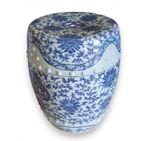 Tabouret chinois en porcelaine bleu-blanc