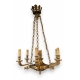 Lustre style Empire à 6 lumières en bronze doré