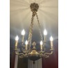 Lustre style Empire à 6 lumières en bronze doré