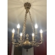 Lustre style Empire à 6 lumières en bronze doré