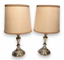 Paire de lampes en bronze argenté