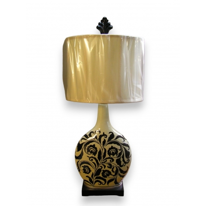  Lampe en céramique beige/noire avec sur  Moinat SA  - Antiquités décoration