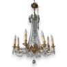 Lustre en bronze doré à cristaux à 8 lumières