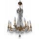 Lustre en bronze doré à cristaux à 7 lumières