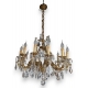 Lustre en bronze doré à cristaux à 12 lumières