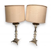 Paire de lampes en bronze argenté