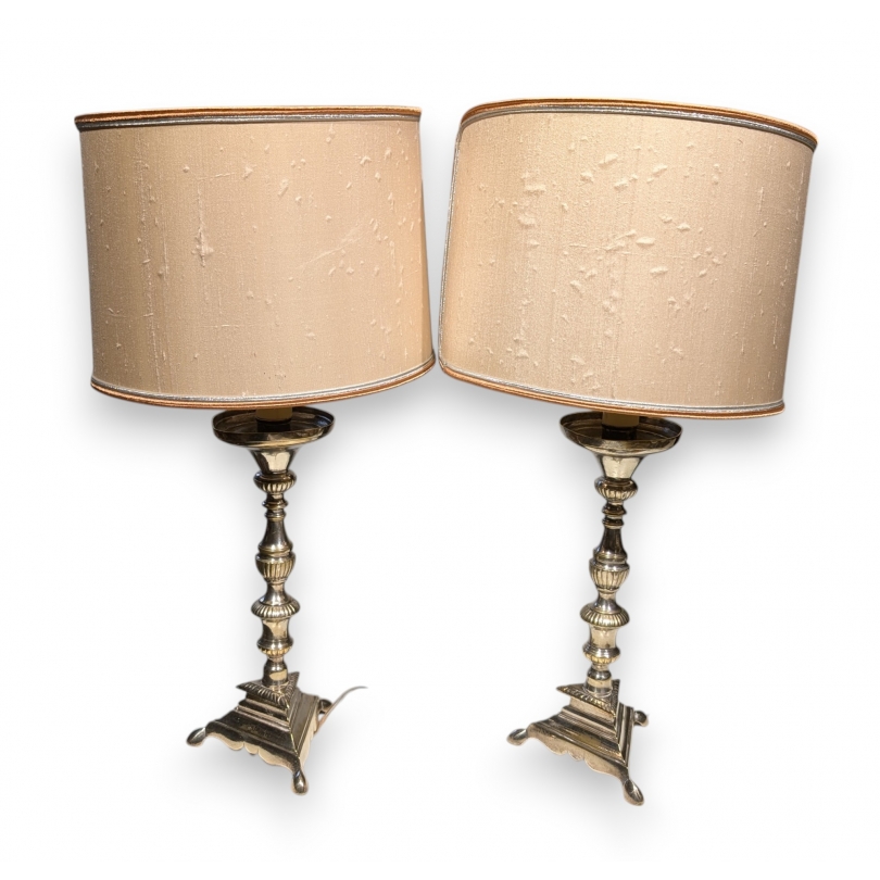 Paire de lampes en bronze argenté