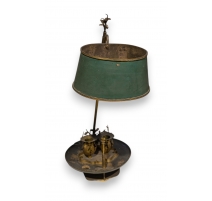 Lampe en bois laqué doré et bronze