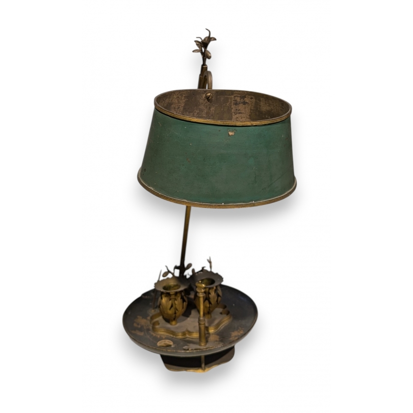 Lampe en bois laqué doré et bronze