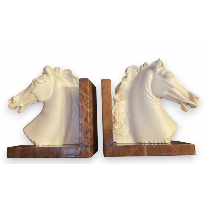 Paire de serre-livres "Chevaux"