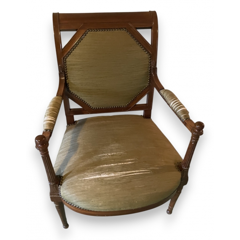 Fauteuil Directoire, tissus vert
