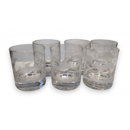 Suite de 6 verres décor gravé Chasse