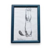 Gravure "Belette dressée" monogrammée R.H.