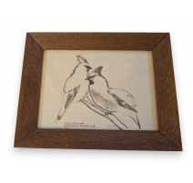 Gravure "Deux jaseurs" signée monogrammée R.H.