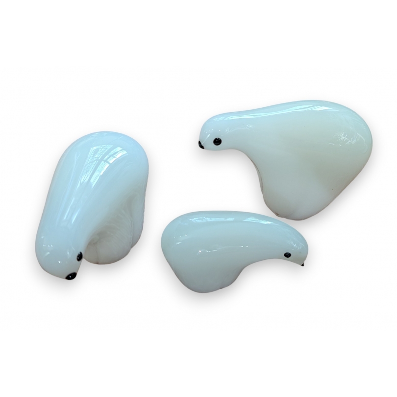 Suite de 3 sculptures en verre Ours polaire