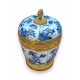 Boite à tabac en porcelaine bleu-blanc