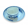 Bol et sous-tasse en porcelaine bleu-blanc