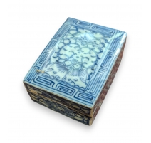 Boite rectangulaire en porcelaine bleu-blanc
