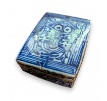 Boite rectangulaire en porcelaine bleu-blanc