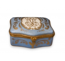 Boite en porcelaine bleue de Limoges