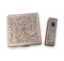 Necessaire de maquillage en argent 800