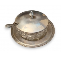 Moutardier en cristal et argent 800